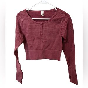Offline by Aerie Main Squeeze Seamless Waffle Knit Crop Top Purple Size Large
